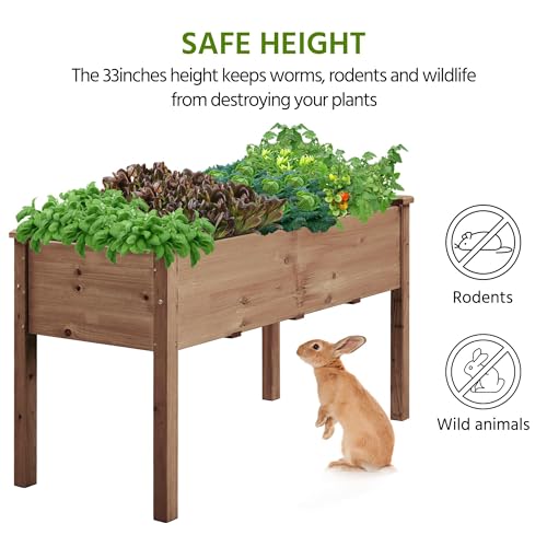 Raised Garden Bed 48x24x30in Wooden Planter Box with Legs O7940