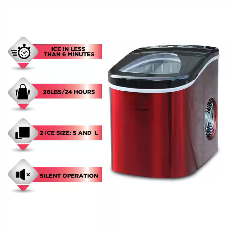Portable Counter Top Ice Maker in Red Stainless S71685