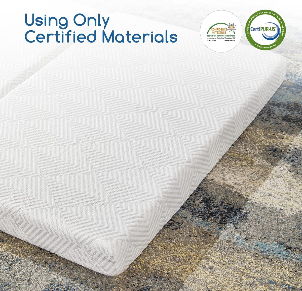 Twin 4 Inch Trifold Gel Memory Foam Mattress Topper with Breathable Cover U3294