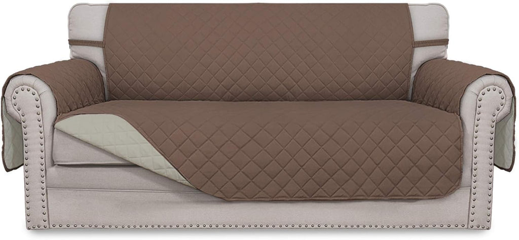 Light Gray Reversible Sofa Slipcover with Elastic Straps K5917