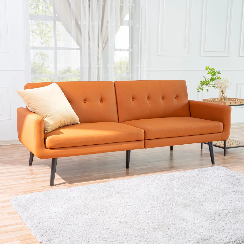 Caramel Air Leather Futon Sofa Bed W351635