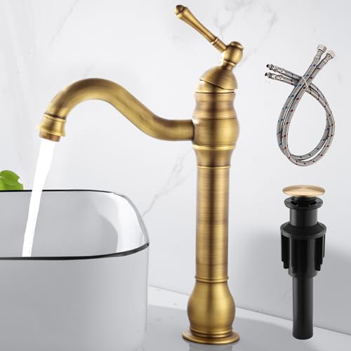 Single Hole Antique Brass Bathroom Vessel Sink Faucet W601