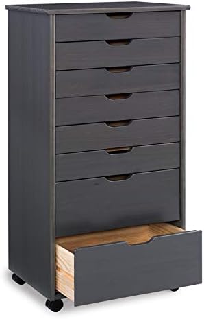 Gray Eight Drawer Wood Rolling Storage Cart Y45749