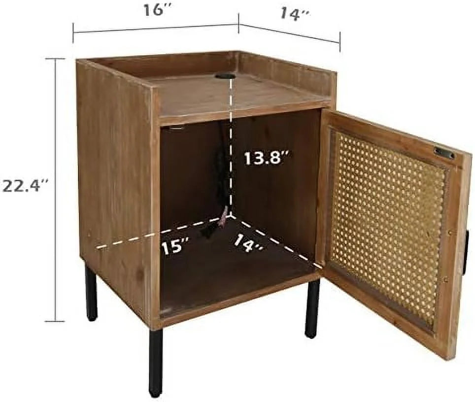 Woven Fronts Nightstand with 2 Drawers A45042