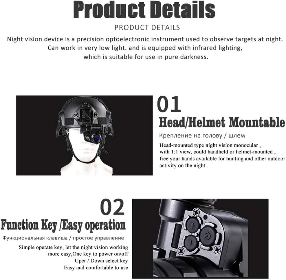 Night Vision Monocular with Helmet Mount, Infrared Camcorder L421662