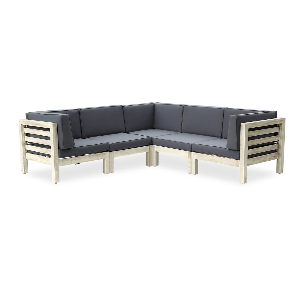 5 Piece Acacia Wood Sectional Sofa Set with Cushions E3841