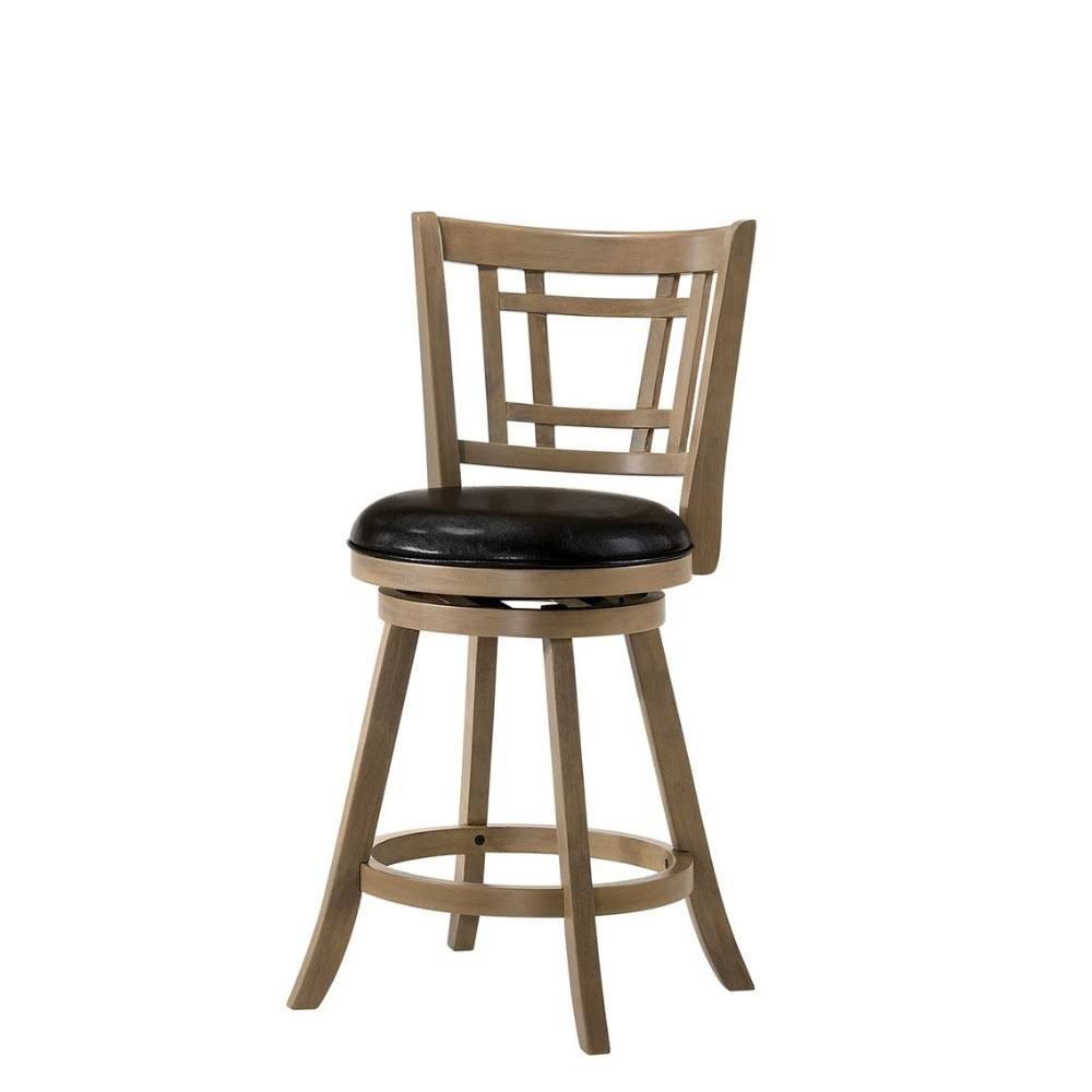 Brown and Black Wooden Bar Stool with Leatherette Seat T497
