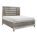 Queen Platform Bed with LED Headboard and 2 Drawer Footboard G544