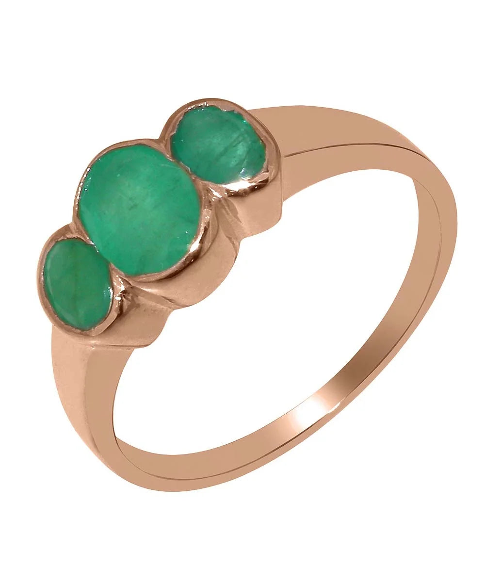 10k Rose Gold Natural Emerald Womens Ring B965
