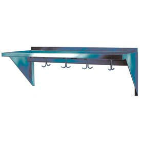 Stainless Steel Wall Mounted Shelf with Hooks 15in. x 72in. P580515