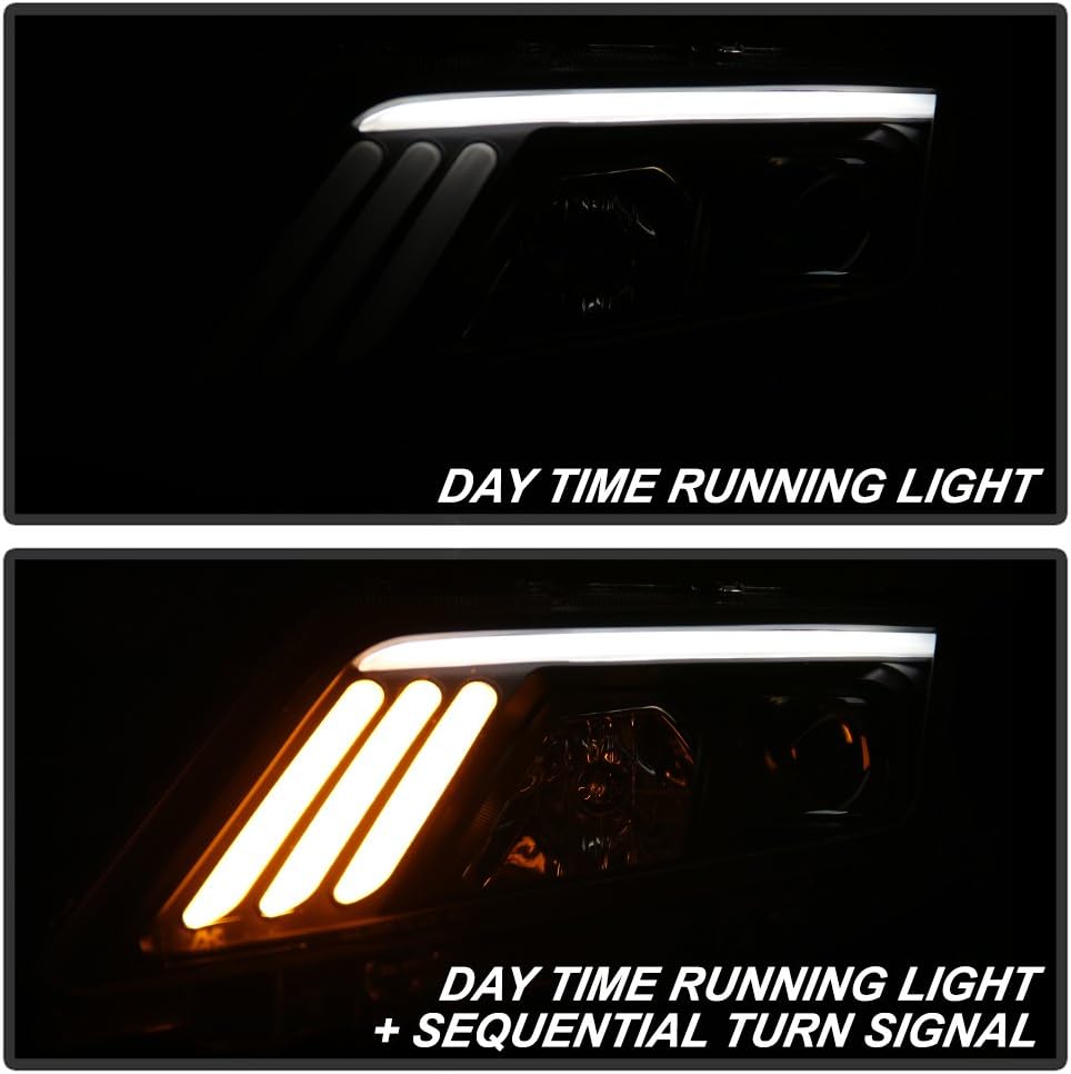 Black LED Projector Headlights Headlamps Left Right J7403