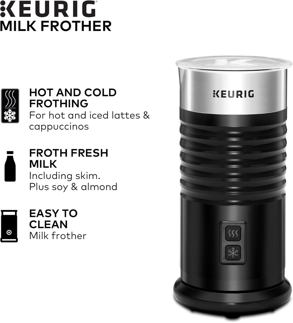 Single Serve Programmable Coffee Maker, 6 to 10 oz. Brew Sizes, Black & Standalone Frother, Hot and Cold Frothing, 6 Oz, Black L964913