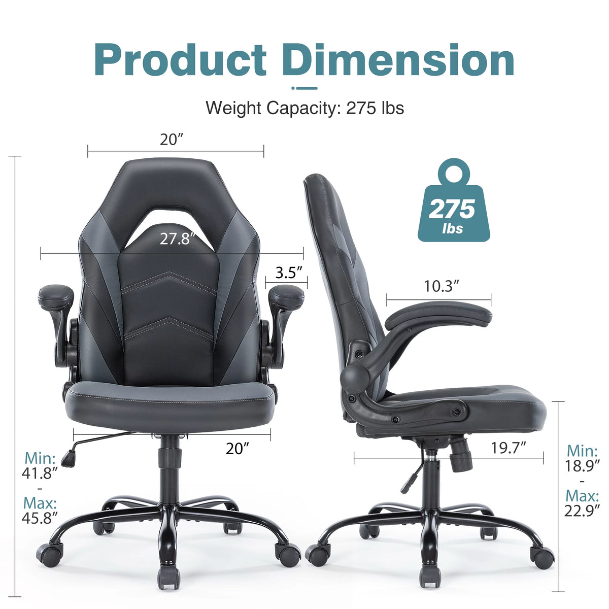 Black and White Ergonomic Office Chair with Lumbar Support F9997