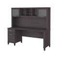 72W Office Desk with Drawers and Hutch in Storm Gray X3856
