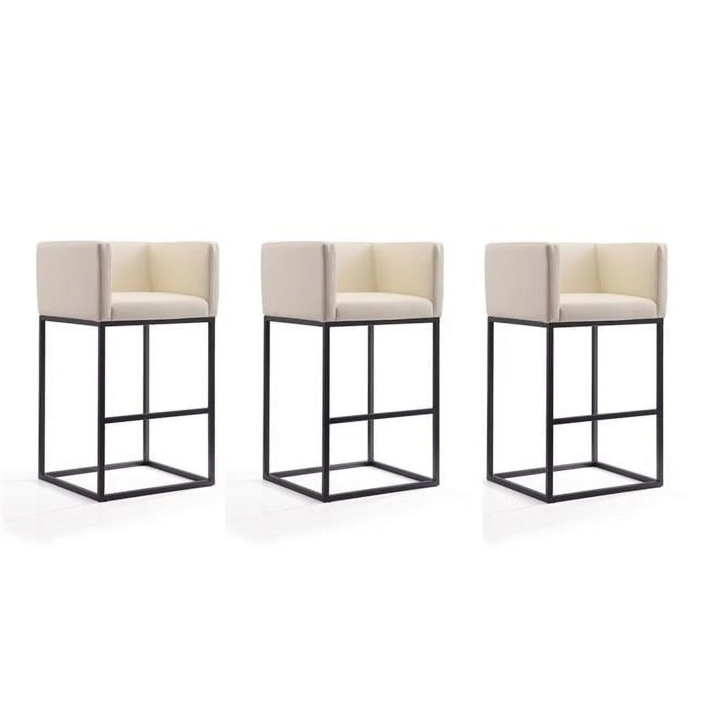 Cream Faux Leather Barstool Set of 3 L7286