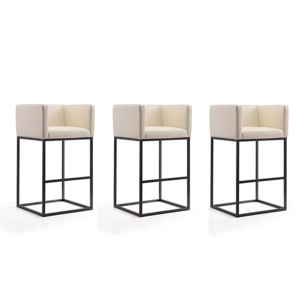 Cream Faux Leather Barstool Set of 3 L7286