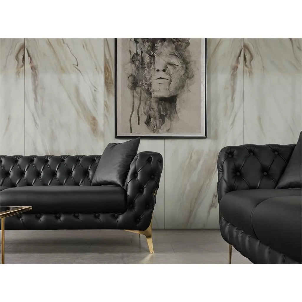 Black Vegan Leather Loveseat J879854