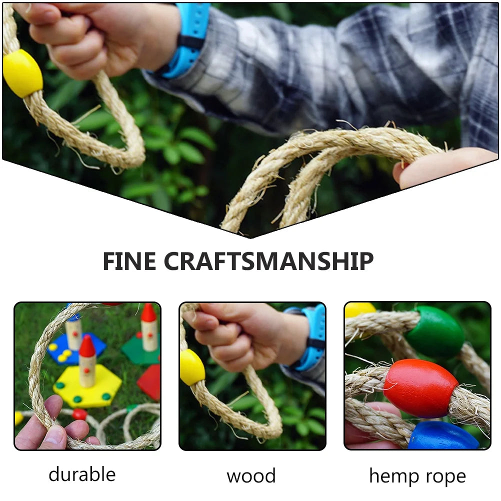 16 PCS Wooden Ring Toss Game I489