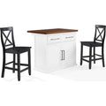 White Wood Top Kitchen Island with Black X-Back Stools S6188