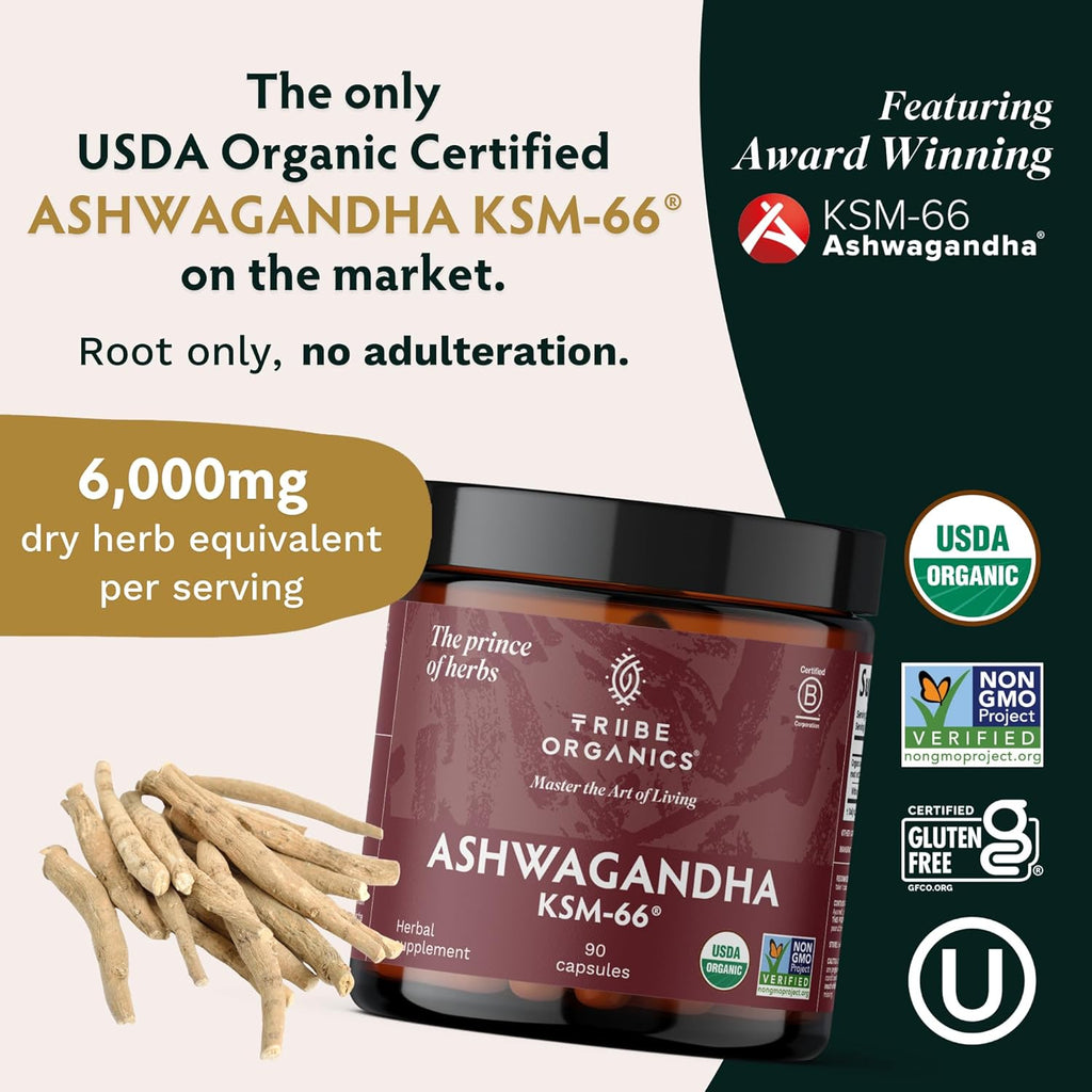 90 Capsules Organic Ashwagandha Root Powder Supplement Z18946