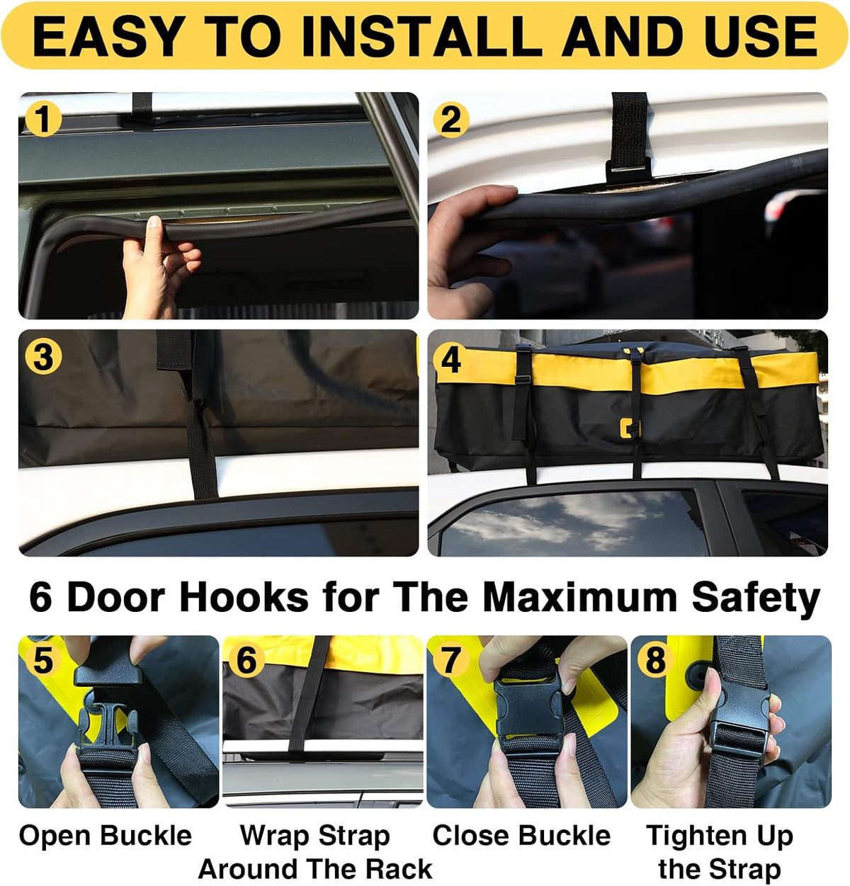 15 Cubic Feet Waterproof Rooftop Cargo Carrier with Anti-Slip Mat B9547