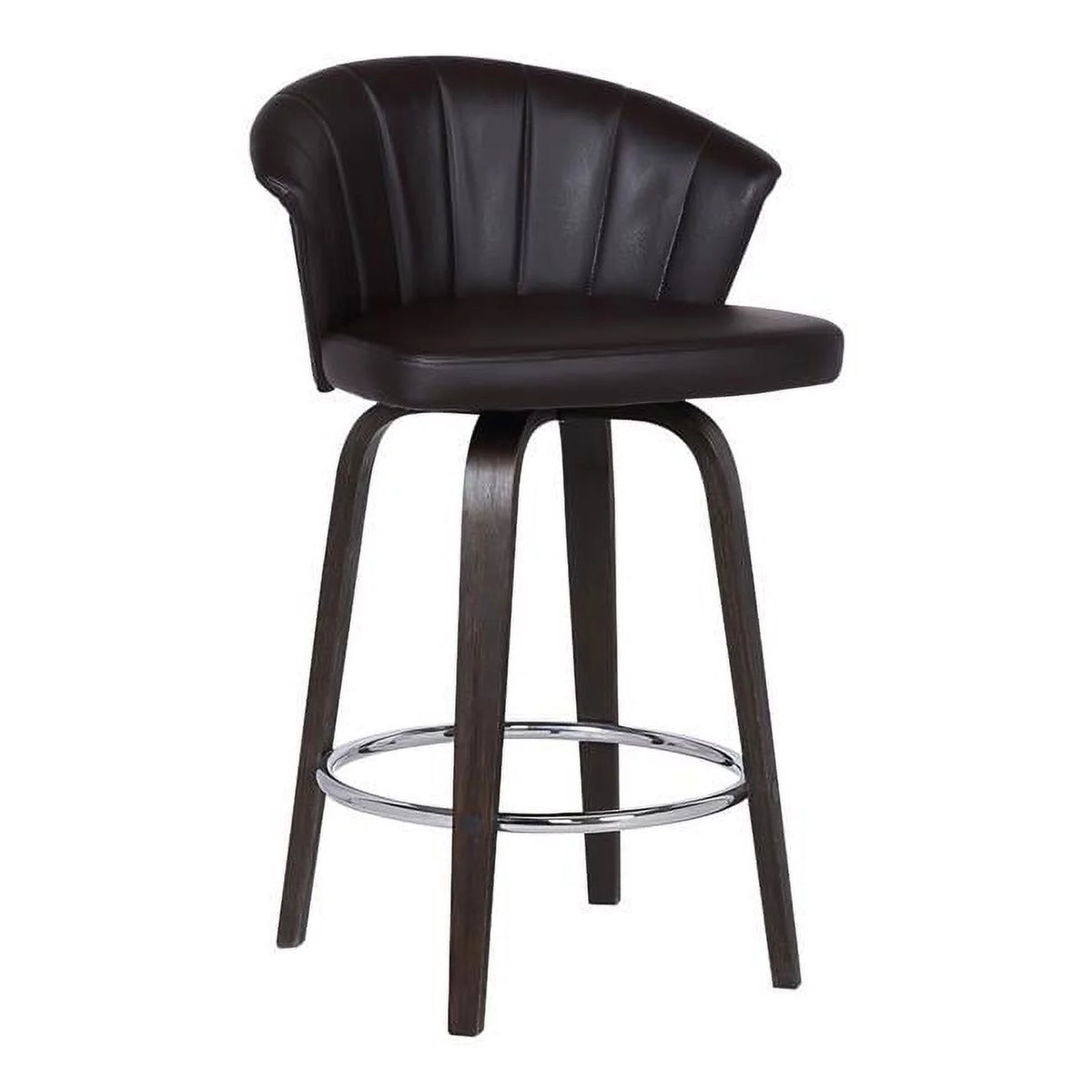 Brown Faux Leather Swivel Bar Stool O146