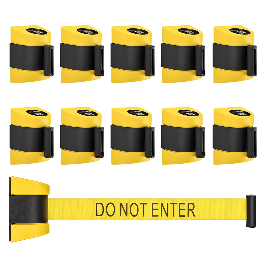 Retractable Wall Mount Caution Belt, 6.5 Ft. Yellow Do Not Enter Belt with Sturdy ABS Casing D605