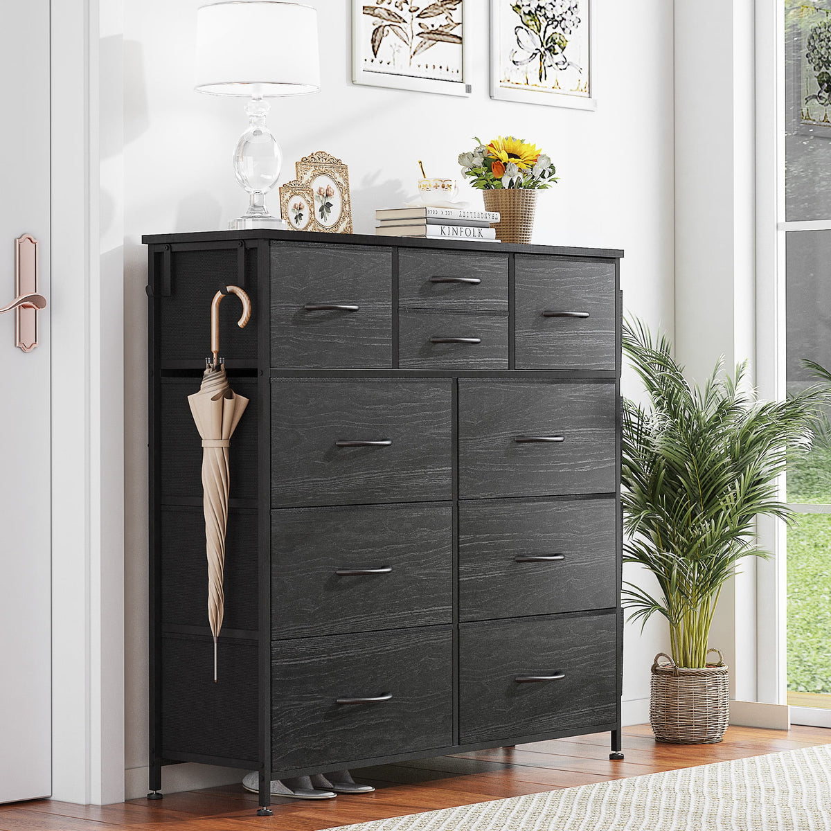 Brown 10 Drawer Fabric Dresser G6697