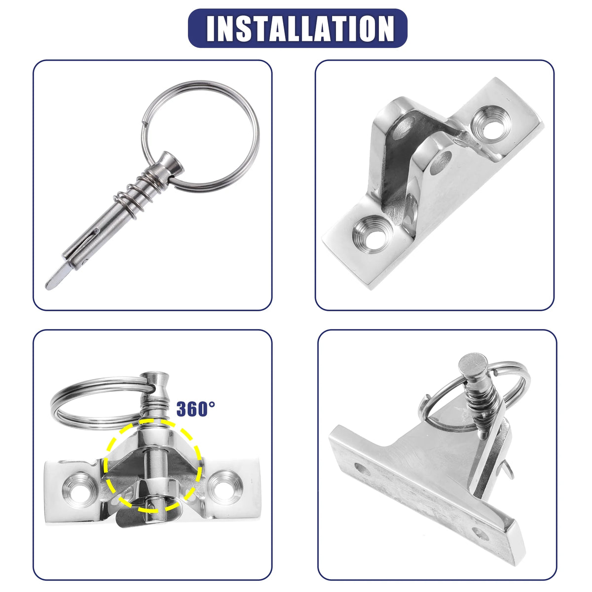 4pcs 316 Stainless Steel Deck Hinge with Pin and Ring B8571