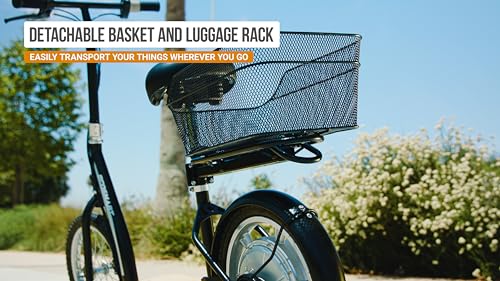 Electric Scooter with Padded Seat, Bamboo Deck, 16" Air-Filled Tires, 500w Motor, Rear-Wheel Drive C700
