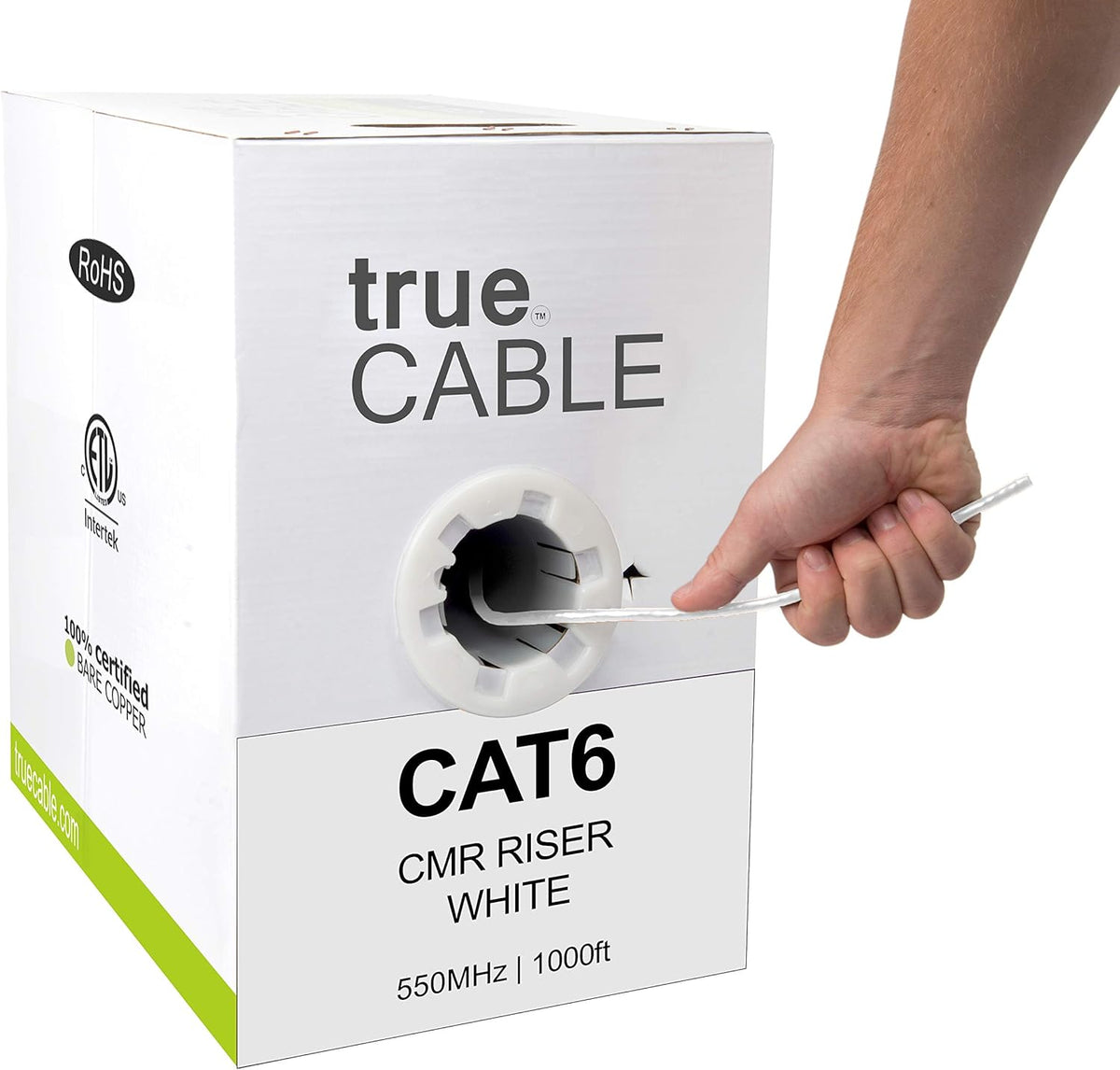Cat6 Riser 1000ft Green 23AWG Bare Copper UTP Bulk Ethernet Cable B9251