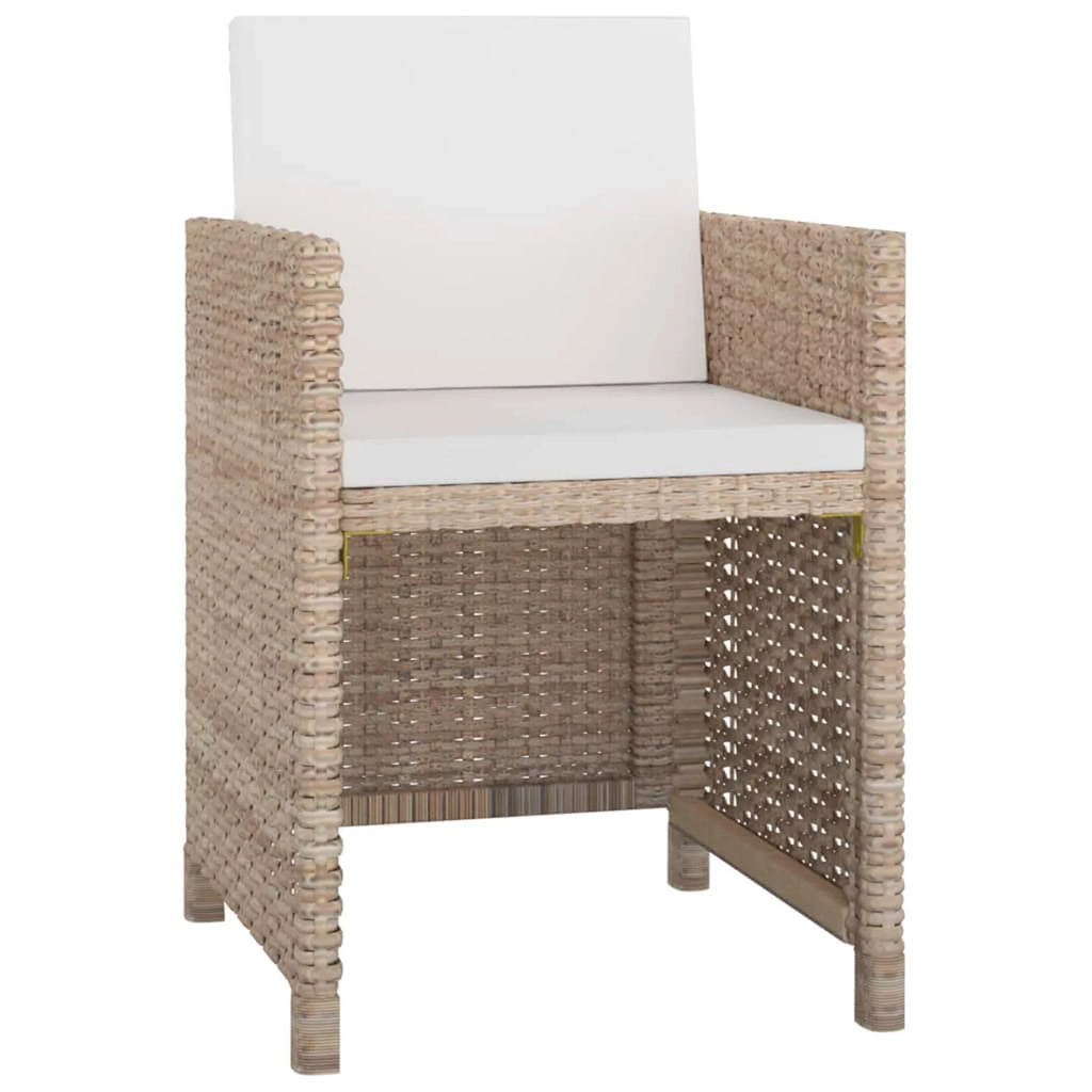 11 Piece Patio Dining Set with Seat Cushion Beige Poly Rattan W599887