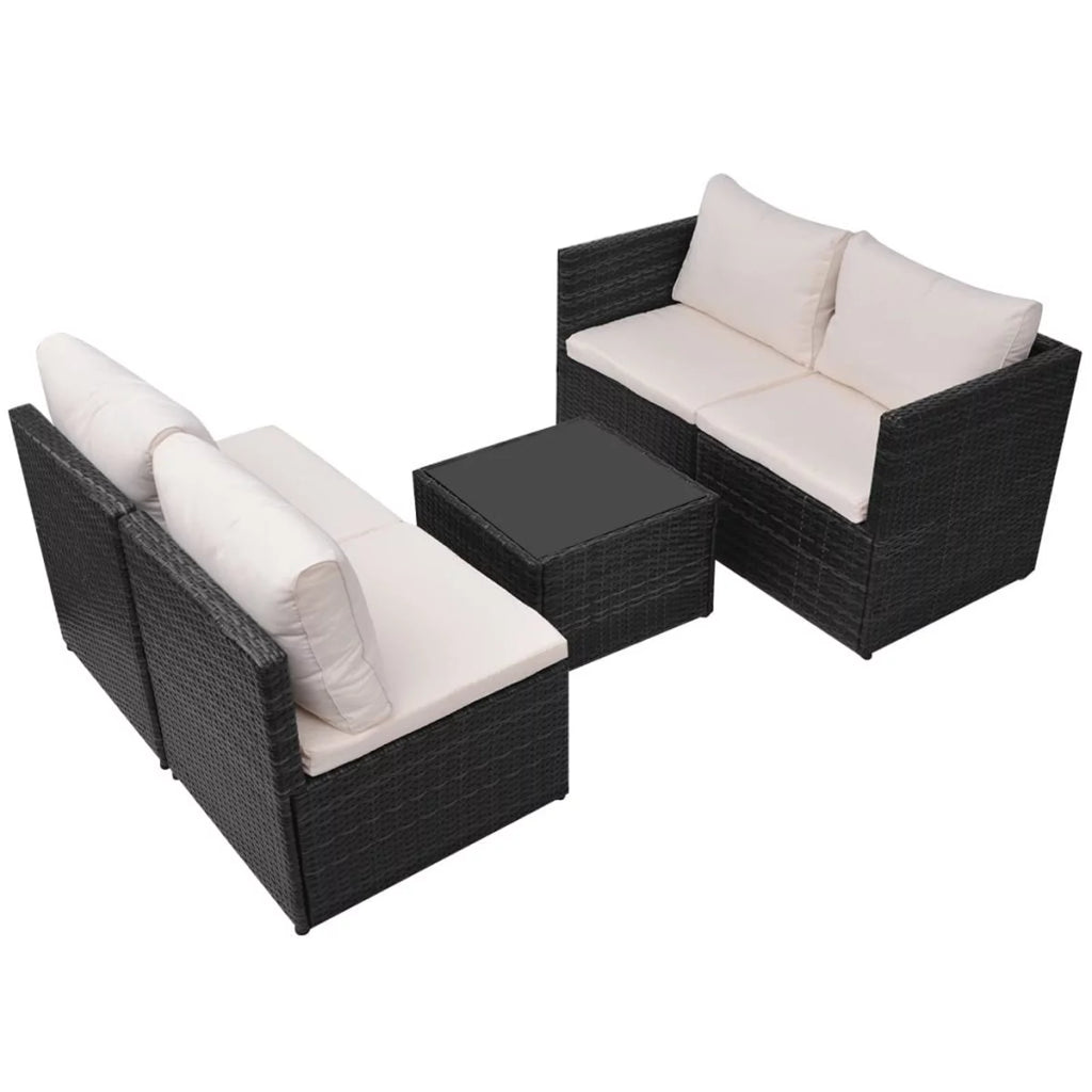 Black Poly Rattan 5 Piece Patio Set Z67986