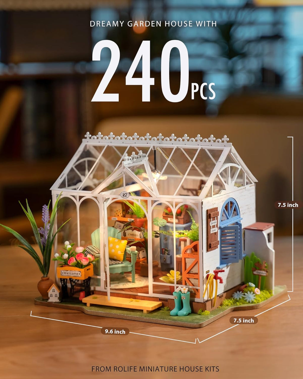 9.6" DIY Miniature Dollhouse Kit with LED J71936