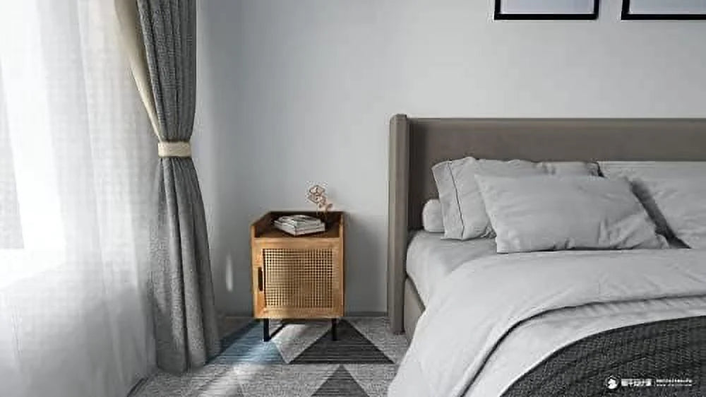 Woven Fronts Nightstand with 2 Drawers A45042