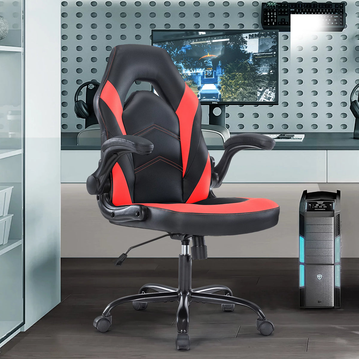 Black and White Ergonomic Office Chair with Lumbar Support F9997