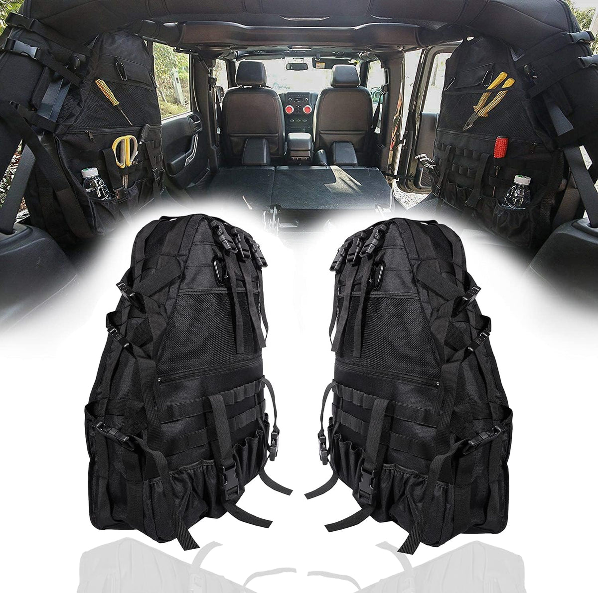Jeep Wrangler Roll Bar Storage Bag with Multi-Pockets & Cargo Bag Tool Kits L4449