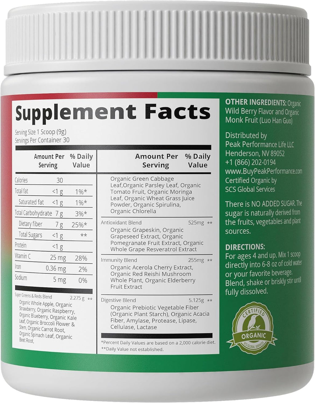 Organic Vegan Superfood Powder with 25+ Fruits and Vegetables Z5371