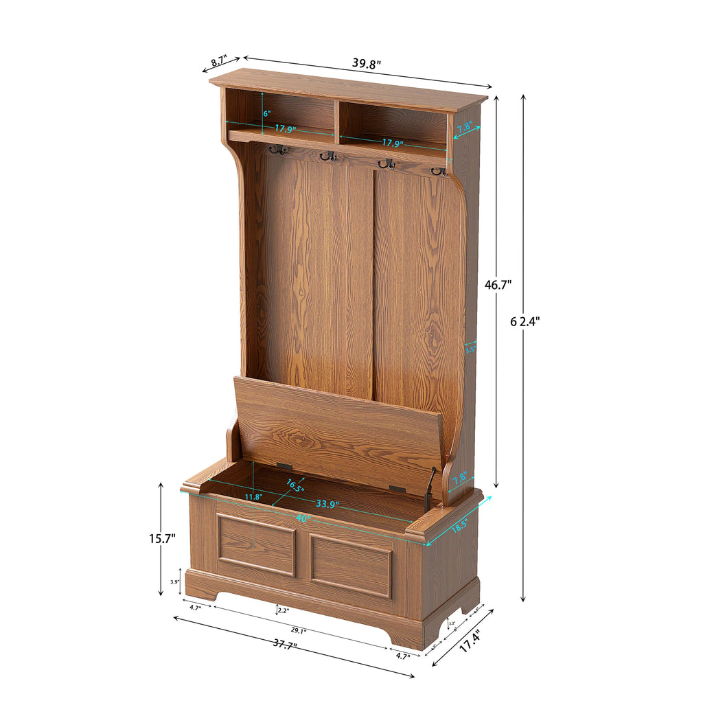 Coat Rack Hall Tree Storage Bench with Cabinet Y9087