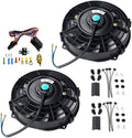 7" 12V Electric Radiator Cooling Fan with 3/8" Probe Thermostat Switch Kit Black (pack of 2) S288200