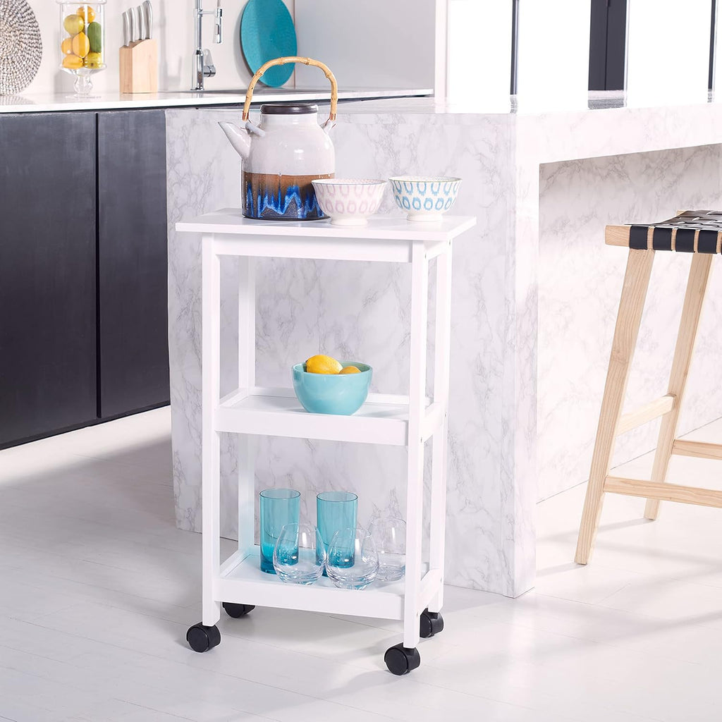 White 2-Shelf Kitchen Cart with Wheels P32060
