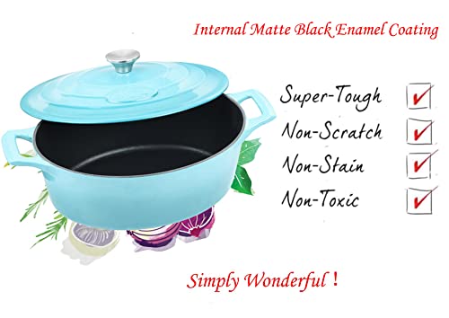 Enameled Cast Iron Covered Oval Dutch Oven Casserole Pot, 6.75 QT C994138