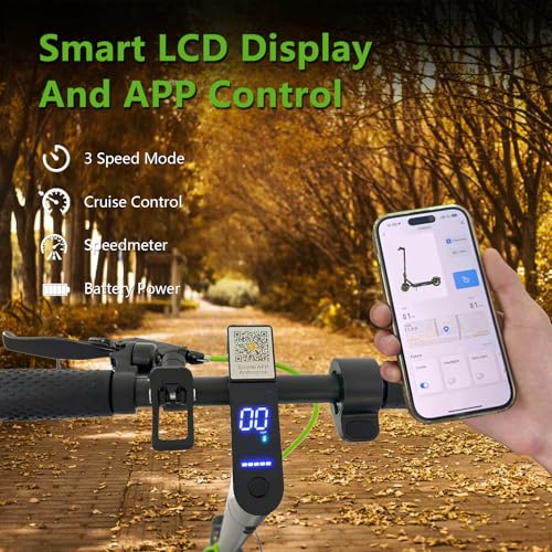 Electric Scooter with 500W Motor, 15-19MPH Max Speed, 18-21 Miles Range, 8.5" Solid Tires, 7.8AH Battery, Foldable (Green) B52561