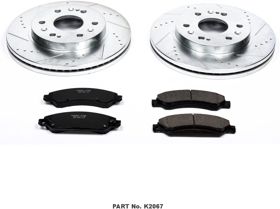 Front Carbon Fiber Brake Pads with Drilled & Slotted Brake Rotors Kit K7122