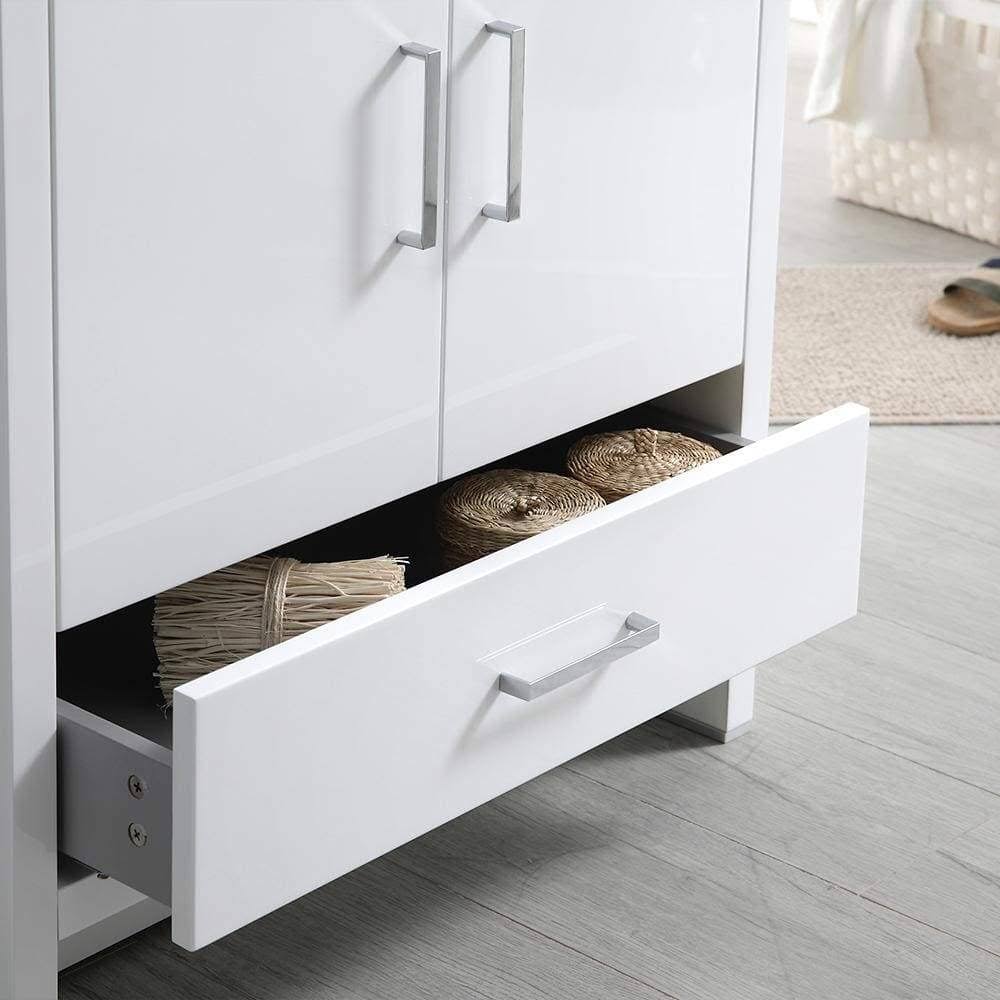 Glossy White Free Standing Bathroom Cabinet with Integrated Sink B18234