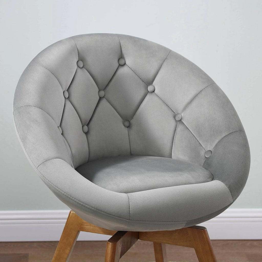 Velvet Tufted Round Swivel Accent Chair O6925