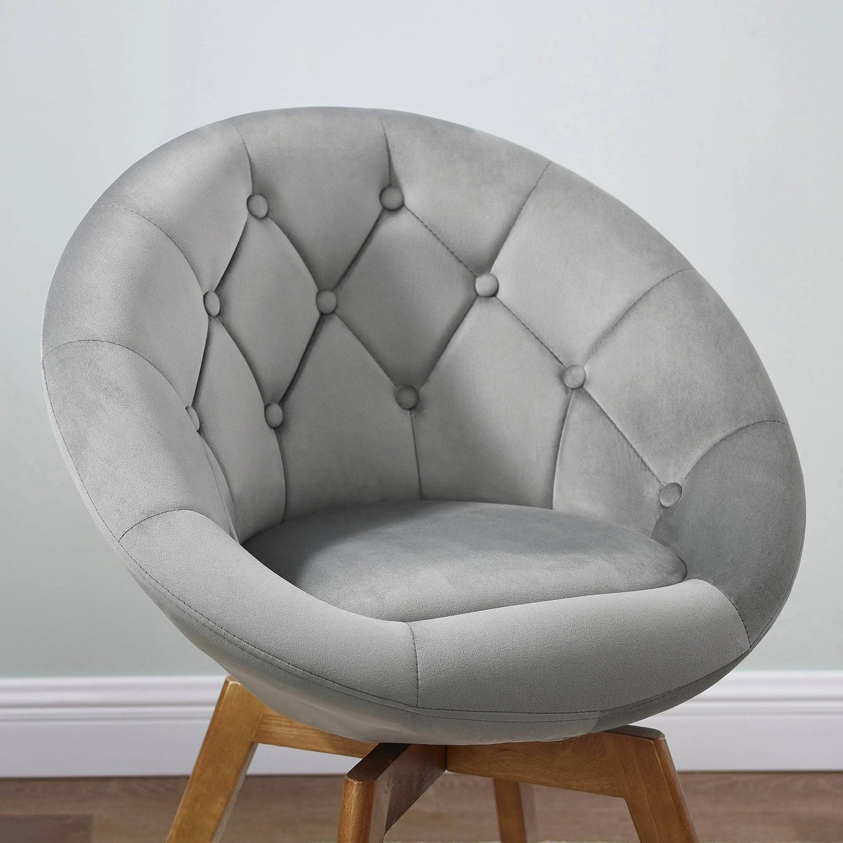 Velvet Tufted Round Swivel Accent Chair O6925