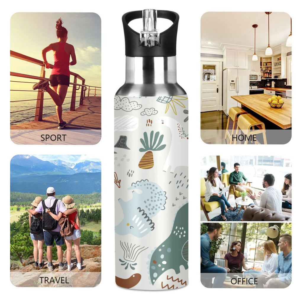 Green Stainless Steel Insulated Water Bottle with Straw Lid C2366
