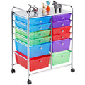 12 Drawer Rolling Storage Cart with Castors, Black B5655