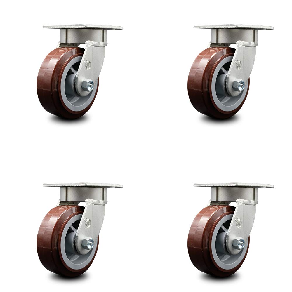 Swivel Top Plate Caster with 4 x 2 Maroon Wheel & Side Lock Brake Y317618
